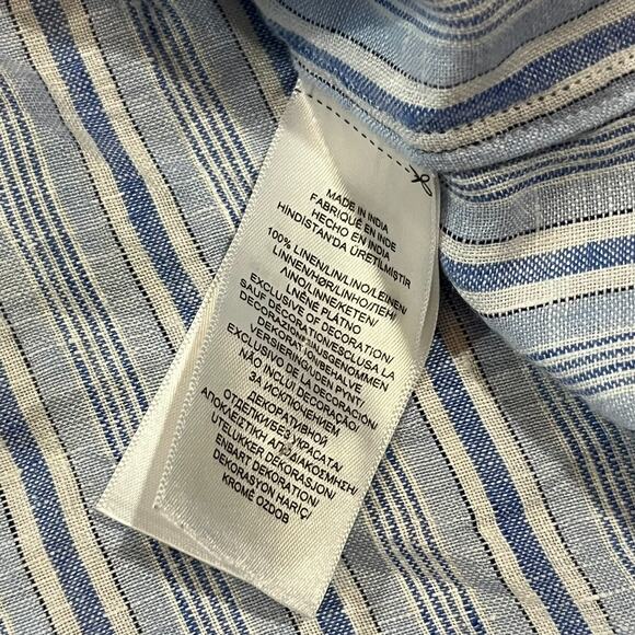 Polo Ralph Lauren Mens Linen Long Sleeve Blue Striped Button Up Shirt Size Large - Picture 5 of 6
